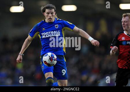 London, Großbritannien. 18. Februar 2023. Während des EFL Sky Bet League 2-Spiels zwischen AFC Wimbledon und Hartlepool United am 18. Februar 2023 in Plough Lane, London, England. Foto von Carlton Myrie. Nur redaktionelle Verwendung, Lizenz für kommerzielle Verwendung erforderlich. Keine Verwendung bei Wetten, Spielen oder Veröffentlichungen von Clubs/Ligen/Spielern. Kredit: UK Sports Pics Ltd/Alamy Live News Stockfoto