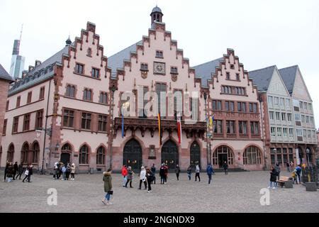 Römer, mittelalterliches Gebäude in der Altstadt, Rathaus von Frankfurt seit über 600 Jahren, Frankfurt, Deutschland Stockfoto