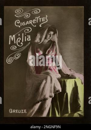 Lilian Greuze - Foto von Reutlinger Studio (Paris) - restauriert von der originalen Melia-Zigarettenkarte von Montana Fotograf Stockfoto
