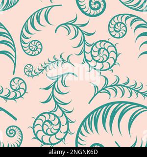 Nahtloses Blumenmuster im Vintage-Stil. Blätter und Kräuter. Botanische Illustration. Buchholz, Eukalyptus, Farn, Jungfernhaar. Vektordesign-Elefanten Stock Vektor