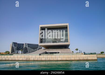 Blick auf die moderne Architektur der Arcapita Investment Company mit Sitz in Manama Bahrain. Stockfoto