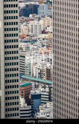 Blick auf Tokio, Japan vom Metropolitan Government Building. Stockfoto