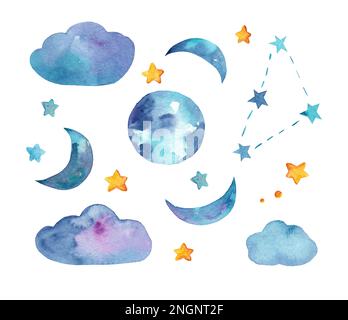 Süße Träume cartoon animal Hand gezeichnet Aquarell Abbildung. Für t-shirt Druck verwendet werden können, Kinder Kindergarten tragen Fashion design, baby dusche Invitati Stockfoto