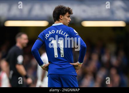 London, Großbritannien. 18. Februar 2023. 18. Februar 2023 - Chelsea gegen Southampton - Premier League - Stamford Bridge Joao Felix während des Premier League-Spiels gegen Southampton. Bildkredit: Mark Pain/Alamy Live News Stockfoto