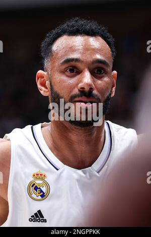 Adam Hanga von Real Madrid während des Halbfinalspiels ACB Copa Del Rey Badalona 2023 zwischen Real Madrid und Unicaja Malaga im Palau Municipal Esports de Badalona in Barcelona, Spanien. (Kredit: David Ramirez / Dax Images) Stockfoto