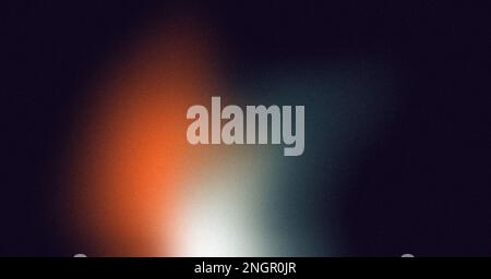 Dunkler Farbverlaufshintergrund, körniger Farbverlauf Lichtspritzwelle, abstrakter Rauschstrukturverlauf, orangefarbenes weißes schwarzes breites Banner Stockfoto
