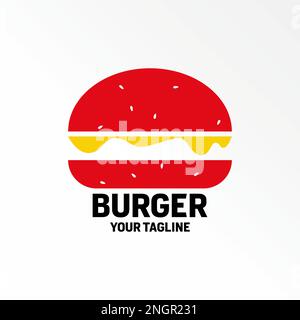 Einfaches und einzigartiges Burger-, Käse- und Brotsymbol Logo Design abstraktes Konzept Vektormaterial. Wird als Symbol für Lebensmittel oder Junk verwendet Stock Vektor