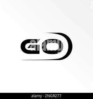 Letter oder Word GO ohne serifenfarbene Schrift mit Schneidelinie Swoosh auf der rechten Seite Bild Grafik Symbol Logo Design abstraktes Konzept Vektor Stock Monogramm Initial Stock Vektor