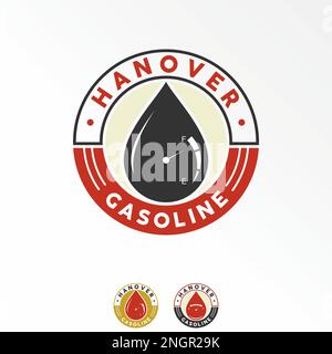 Tankanzeige oder Tankanzeige und Wasser oder Benzin mit Schriftzug HANNOVER Grafiksymbol Logo Design abstraktes Konzept klassisches Emblem Tankstelle Stock Vektor