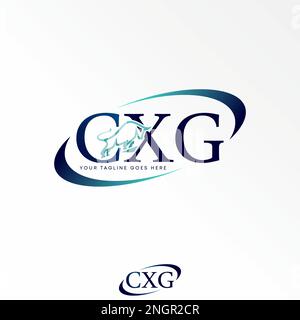 CGX-Serifenschriftart in DL- oder Schreibform Büffel- und Schnittform Grafik Symbol Logo Design abstraktes Konzept Vektormaterial Initial oder Tier Stock Vektor