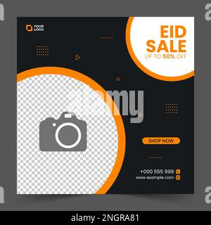 Quadratische Bannervorlage Für Werbeaktion Für Eid-Verkauf. Geeignet für Webwerbung und Social-Media-Vorlage für Werbung, Veranstaltung. Vektordarstellung. Stock Vektor