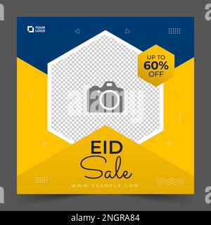 Entwurf der Post-Vorlage für Eid-Verkauf in sozialen Medien. Für Posts in sozialen Medien, Instagram und Internetwerbung. Eid-Angebotsbanner Stock Vektor