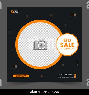 Quadratische Bannervorlage Für Werbeaktion Für Eid-Verkauf. Geeignet für Webwerbung und Social-Media-Vorlage für Werbung, Veranstaltung. Vektordarstellung. Stock Vektor