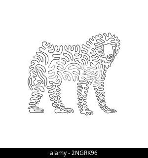 Durchgehende Kurve eine Linie zeichnet abstrakte Kunst. Paviane sind die größten Affen. Einzeilige editierbare Strichvektordarstellung eines Pavianen Wildtieres Stock Vektor