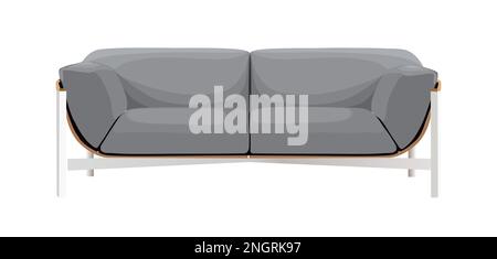 Graues Sofa, realistische Darstellung auf Weiß. Stock Vektor