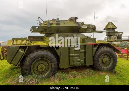 Militärfahrzeuge im Top Secret Bunker der RAF Troy Wood Schottlands ist eine streng geheime Kommandozentrale als Reaktion auf einen Atomkrieg mit Russland in Fife Stockfoto