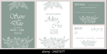 Elegante Hochzeitseinladung, Vorlage „Save the Date“ Stock Vektor