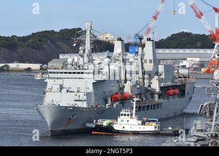 Präfektur Kanagawa, Japan - 23. August 2021: Royal Navy RFA Fort Victoria (A387), Nachfüllöler der Klasse Fort Victoria. Stockfoto