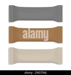 Leere Stabtaschen auf weißem Hintergrund isoliert, Draufsicht - Vektormodell. Einzelpackung für Snacks - Modell Stock Vektor