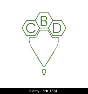 CBD-Logo, Symbol oder Symbol für cbd-Öl-Etikettenvorlage, Marihuana, Hanföl-Etikett, cbd-Symbol für Apps und Web- und cbd-Flaschenöl-Vektor Stock Vektor