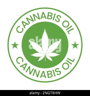 Cannabis Oil Badge Label Symbol Vector, cbd Öl Label, Hanföl, Marihuana Blatt, Siegel Symbol Design