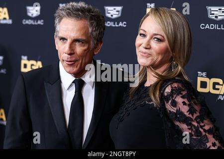 BEVERLY HILLS, LOS ANGELES, KALIFORNIEN, USA - FEBRUAR 18: Ben Stiller und seine Frau Christine Taylor kommen am 18. Februar 2023 bei den Annual Directors Guild of America (DGA) Awards 75. im Beverly Hilton Hotel in Beverly Hills, Los Angeles, Kalifornien, USA an. (Foto von Xavier Collin/Image Press Agency) Stockfoto