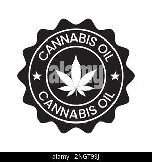 Cannabis Oil Badge Label Symbol Vector, cbd Öl Label, Hanföl, Marihuana Blatt, Siegel Symbol Design Stock Vektor