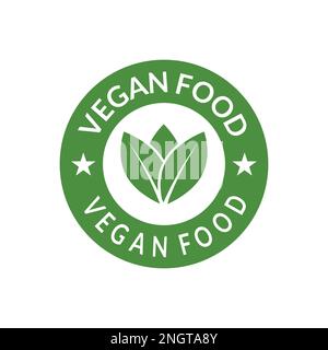Vegane Nahrungsmittel-Ikonen-Vektor. Es kann als Ergänzung zum Etikettendesign, cbd-Etikettendesign, Boxendesign, Social-Media-Vorlagendesign usw. verwendet werden Stock Vektor