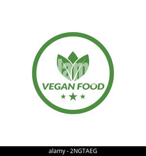 Vegane Nahrungsmittel-Ikonen-Vektor. Es kann als Ergänzung zum Etikettendesign, cbd-Etikettendesign, Boxendesign, Social-Media-Vorlagendesign usw. verwendet werden Stock Vektor