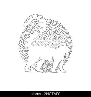 Eine einzelne Lochzeichnung mit süßer abstrakter Lemurenkunst im Kreis. Durchgehende Linienzeichnung grafischer Vektordarstellung von frisky Lemur für Symbol Stock Vektor