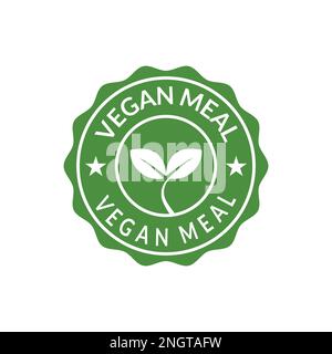 Vegane Nahrungsmittel-Ikonen-Vektor. Es kann als Ergänzung zum Etikettendesign, cbd-Etikettendesign, Boxendesign, Social-Media-Vorlagendesign usw. verwendet werden Stock Vektor