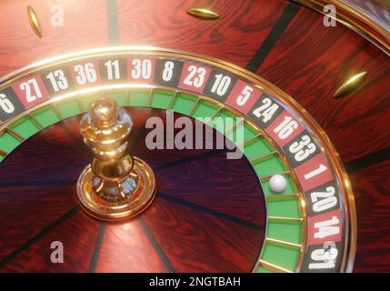 3D Darstellung des Casino-Roulette-Rads für Spielkonzept, Spielhintergrund. Stockfoto