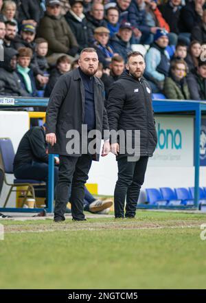 Chester, Cheshire, England, 18. Februar 2023. Chester Manager Calum McIntyre, während des Chester Football Clubs V Boston United Football Club , in der Vanarama National League North (Bild: ©Cody Froggatt/Alamy Live News) Stockfoto