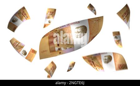 3D Abbildung Angola 500 Kwanza Flying Money Banknote Stockfoto