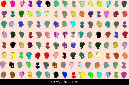 Farbenfrohe Menschen, Vielfalt ist schön, kreative Kunstwelt Stockfoto