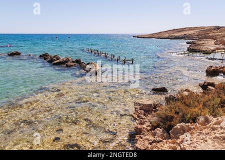 Bereich des Musan Museum of Underwater Skulpture am Pernera Strand in Ayia Napa Stadt in Zypern Inselland Stockfoto