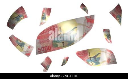 3D Illustration Madagaskar 5000 Ariary Flying Money Banknote Stockfoto