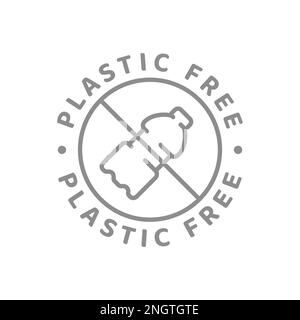 Kein Plastik mit Wasserflasche Schild. Symbol für Aufkleber mit Einschränkungen für freie Vektoren aus Kunststoff. Stock Vektor