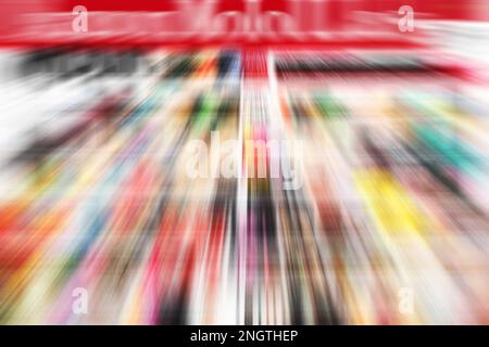 Masse der gedruckten Produktion, unscharfe Bewegungen Stockfoto