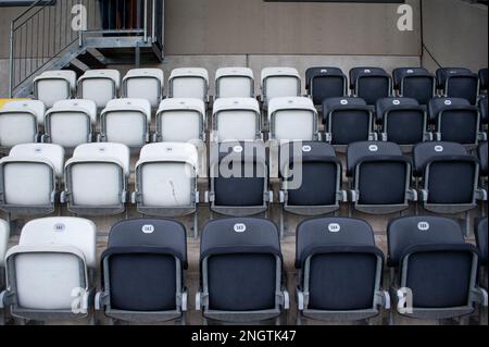 Göteborg, Schweden. 19. Februar 2023 Plätze im Stand vor dem Spiel der Swedish Cup Group zwischen GAIS und IFK Norrköping am 19. Februar 2023 in Göteborg. Kredit: Oskar Olteus / Alamy Live News Stockfoto