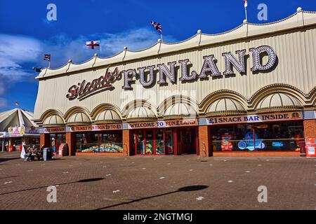 Silcocks Funland Amusement Centre, Southport Pier, Merseyside, England. Stockfoto