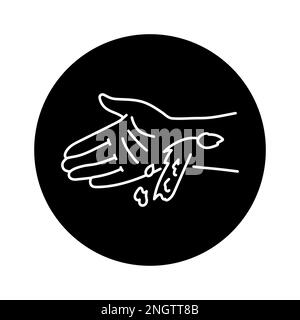 Symbol für arterielle Blutung aus der Hand. Verletzungskonzept. Piktogramm für Webseite, mobile App, Promo. Stock Vektor