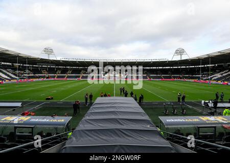 Hull, UK. 19. Februar 2023. Allgemeiner Überblick über das MKM-Stadion vor dem Spiel der Betfred Super League Round 1 Hull FC gegen Castleford Tigers im MKM Stadium, Hull, Großbritannien, 19. Februar 2023 (Foto von James Heaton/News Images) in Hull, Großbritannien, am 2./19. Februar 2023. (Foto: James Heaton/News Images/Sipa USA) Guthaben: SIPA USA/Alamy Live News Stockfoto