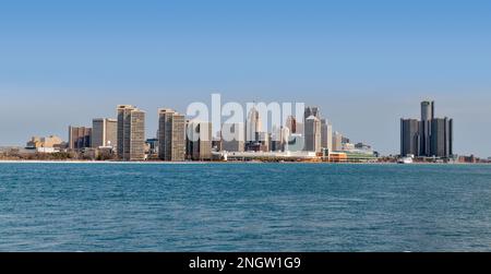 Downtown Detroit Panoramic, Detroit, Michigan, USA, Amerika Stockfoto