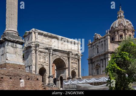 Italien, Rom, Forum Romanum, Bogen des Septimius Severus Stockfoto
