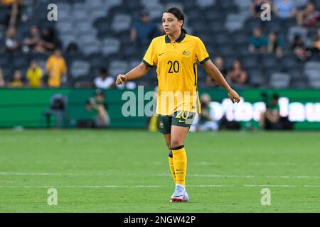 Sydney, Australien. 19. Februar 2023; CommBank Stadium, Sydney, NSW, Australien: Cup of Nations Football, Australien gegen Spanien; Sam Kerr von Australien Credit: Action Plus Sports Images/Alamy Live News Stockfoto