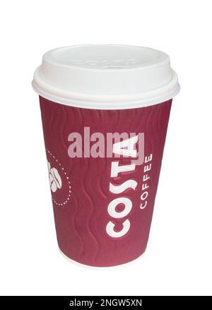 Costa Kaffeetasse isoliert auf weißem Hintergrund Stockfoto