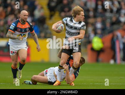 Hull, UK. 19. Februar 2023. Brad Dwyer vom Hull FC Hull FC gegen Castleford Tigers, im MKM Stadium, Hull, West Yorkshire, Großbritannien, am 19. Februar 2023 in Runde 1 des Betfred Super League Photo Credit Craig Cresswell Photography Credit: Craig Cresswell/Alamy Live News Stockfoto