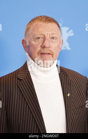 Ehemaliger Tennisspieler und Wimbledon-Gewinner Boris Becker im "Boom! Bumm! Die Welt gegen Boris Becker' Fotoanruf während der Berlinale Internation 73. Stockfoto