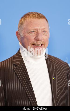 Ehemaliger Tennisspieler und Wimbledon-Gewinner Boris Becker im "Boom! Bumm! Die Welt gegen Boris Becker' Fotoanruf während der Berlinale Internation 73. Stockfoto